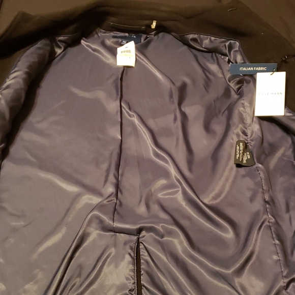 NWT COLE HAAN Wool Blend Leather Coat - Picture 6 of 10